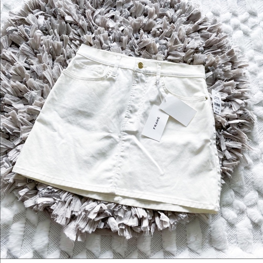 NWT Frame Denim Coated Off White Mini Skirt Size 30 - Picture 4 of 13